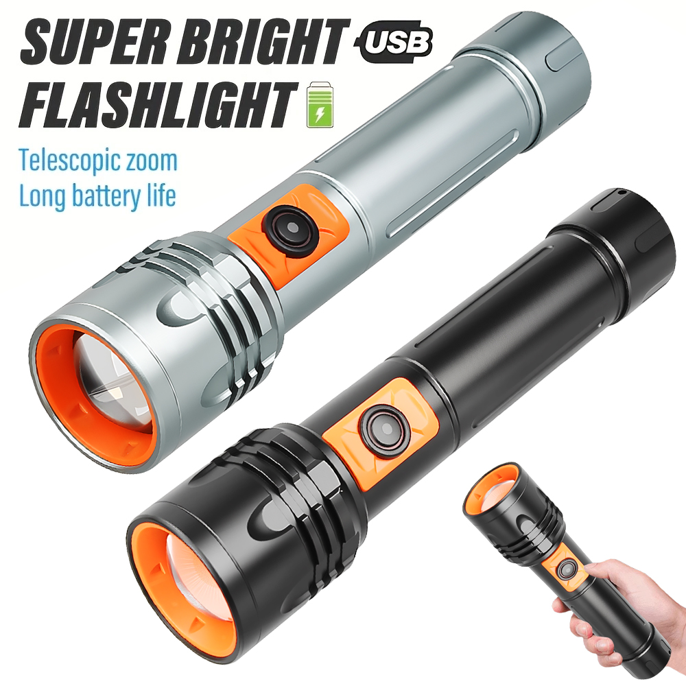Fishing Light - Krachtige LED-zaklamp Oplaadbare USB-zaklamp met telescopische